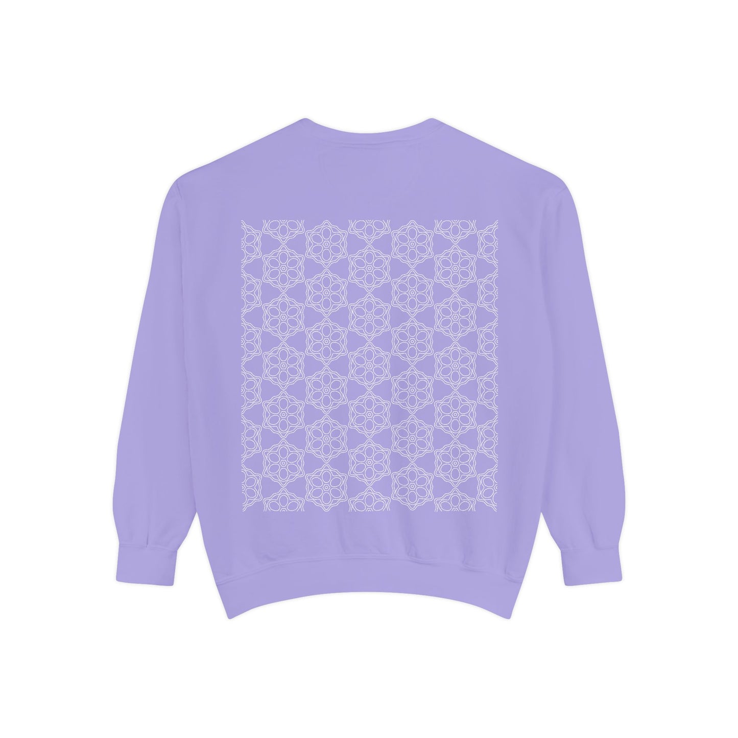 Garment-Dyed Sweatshirt with Elegant Floral Design, Cozy Unisex Sweater, Fashionable Casual Wear, Gift for Her, Perfect for Spring Style