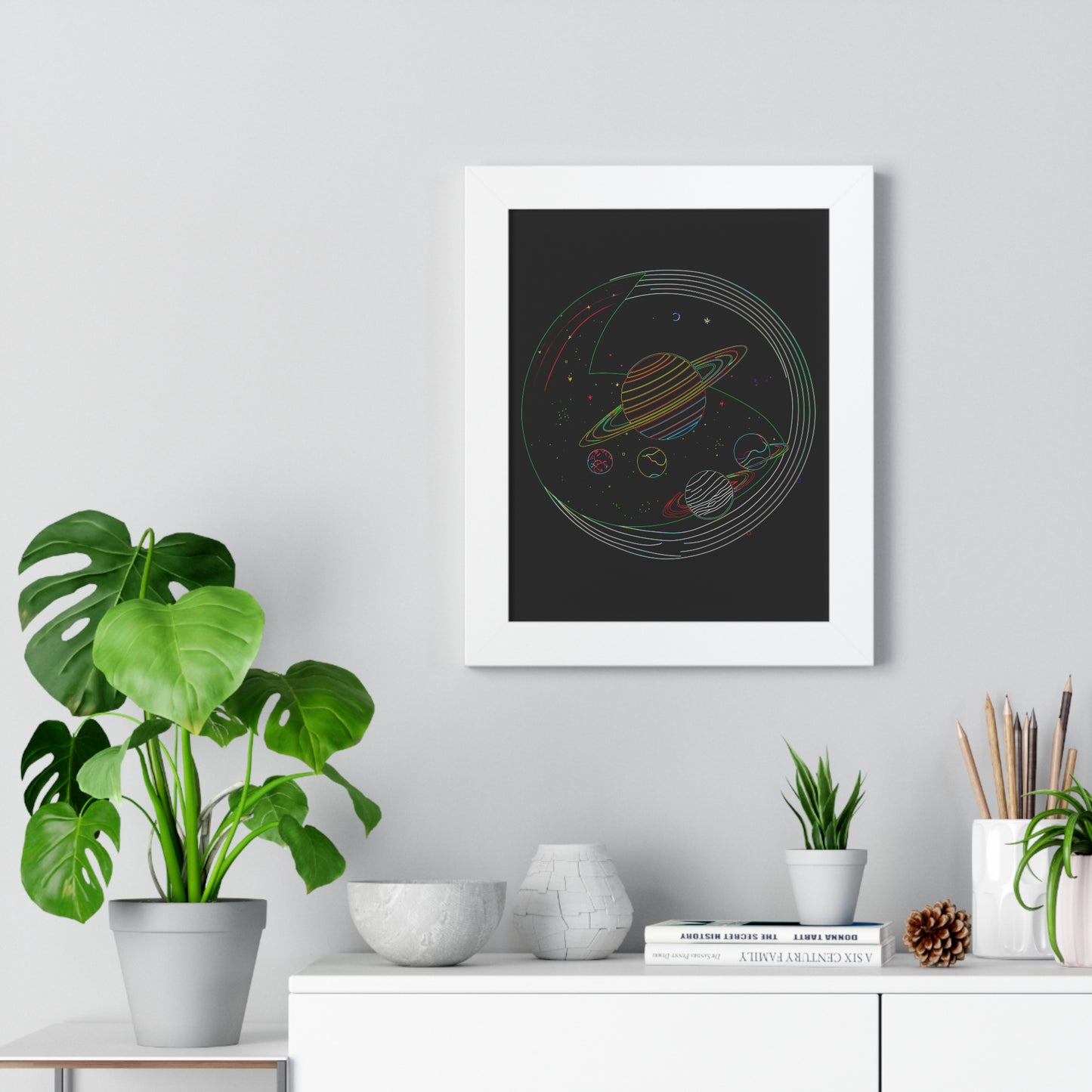 Cosmic Planetary Framed Vertical Poster, Space Art Decor, Astronomy Gift, Home Wall Art, Celestial Decoration, Galaxy Print