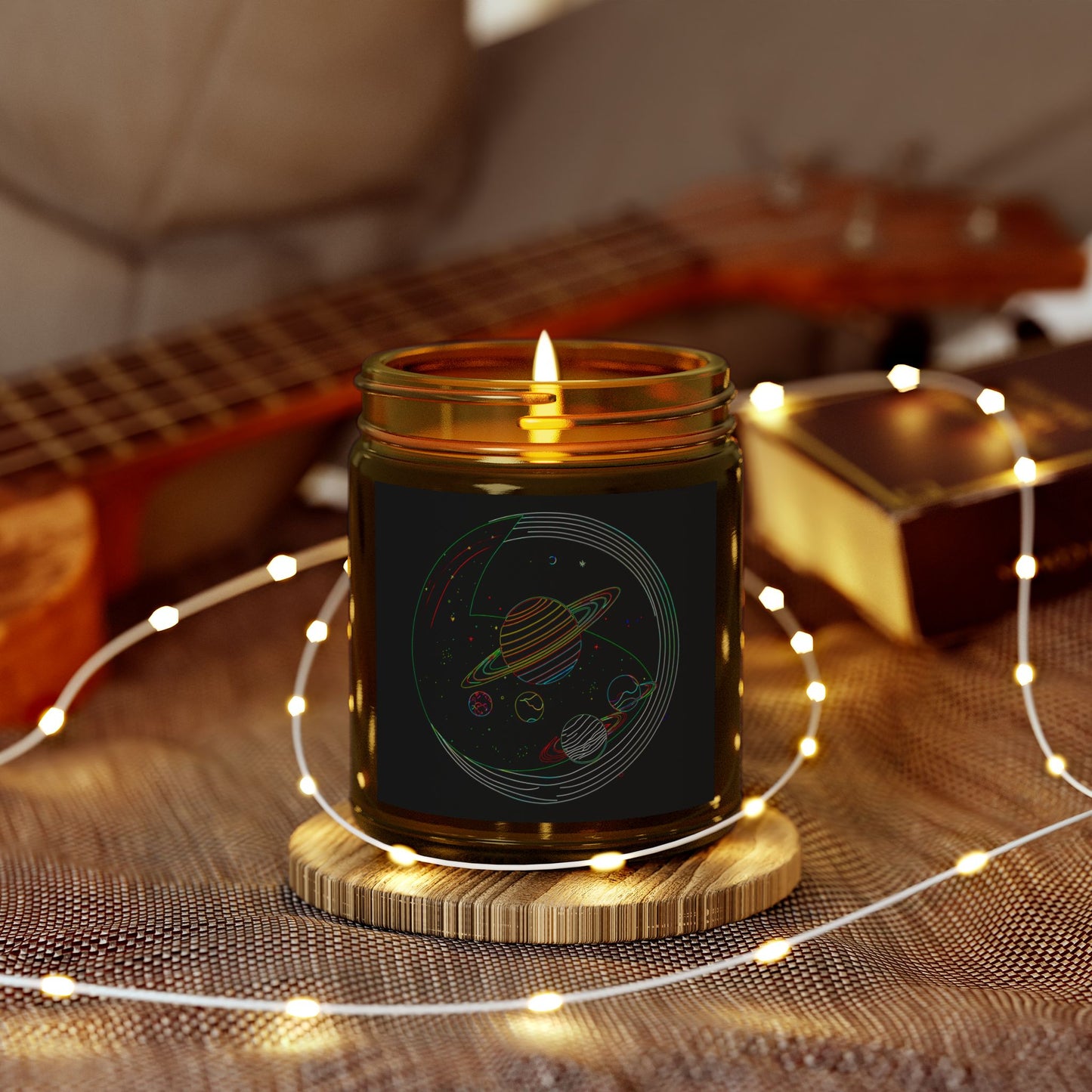 Galactic Scented Candles, Cosmic Coconut Apricot Wax, Space Candle Gift, Planets Decor, Aromatherapy Candle