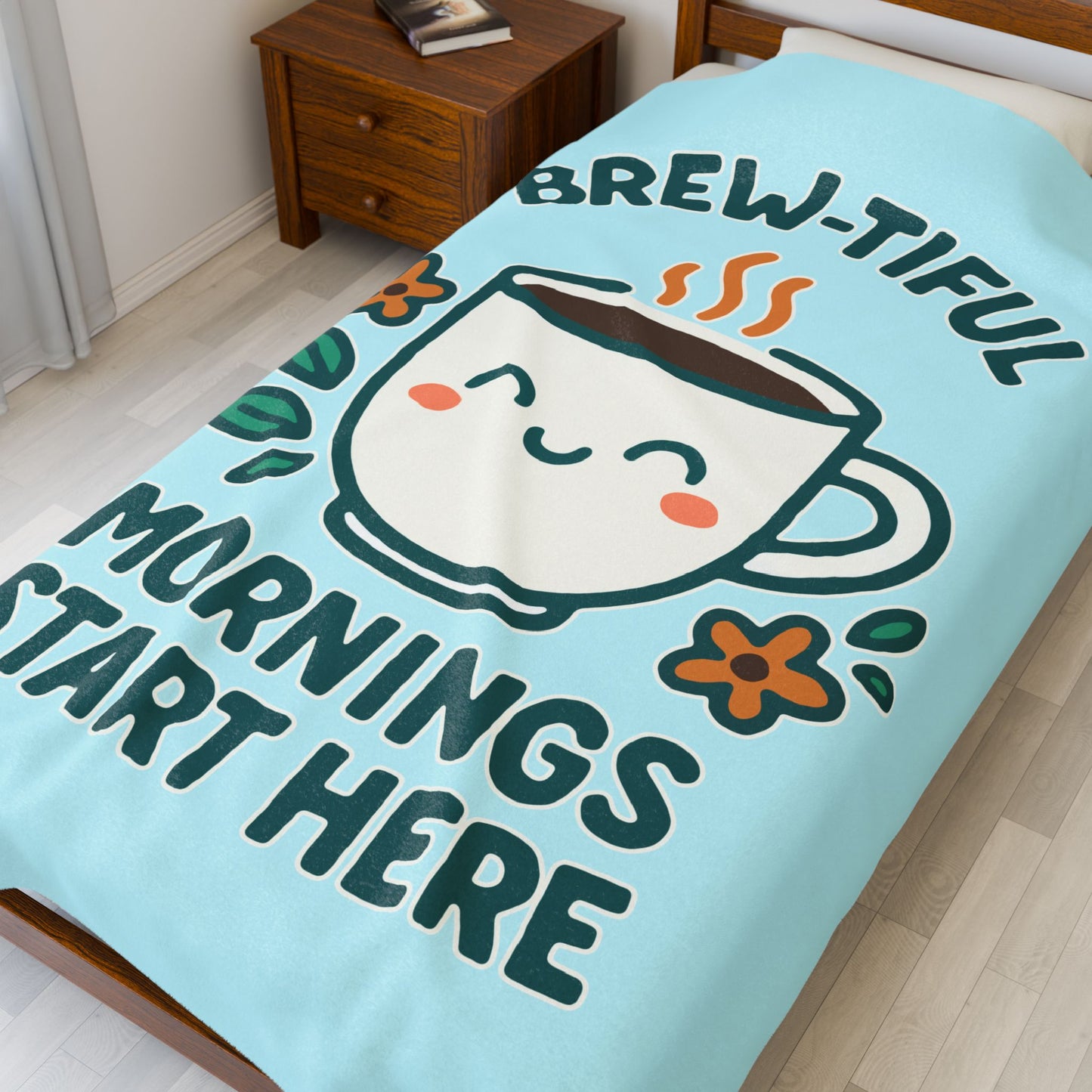 Brew-tiful Mornings Plush Blanket, Cozy Throw for Coffee Lovers, Soft Blanket for Relaxation, Perfect Gift for Birthdays