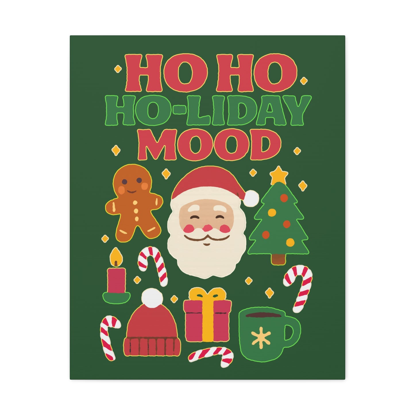 Holiday Canvas Wall Art, Festive Decor for Christmas, Santa and Gingerbread Vibe, Seasonal Home Decoration, Gift for Christmas Lovers