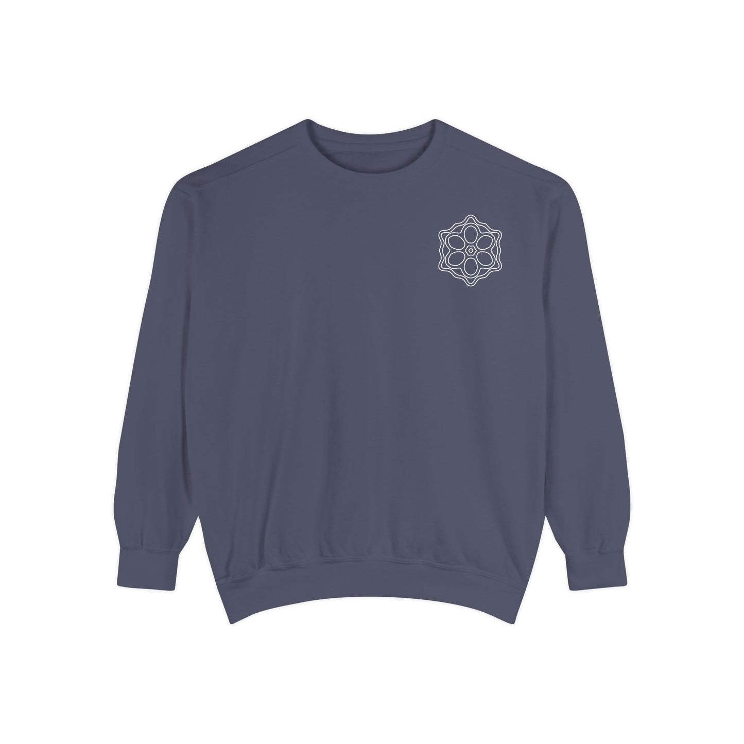 Garment-Dyed Sweatshirt with Elegant Floral Design, Cozy Unisex Sweater, Fashionable Casual Wear, Gift for Her, Perfect for Spring Style