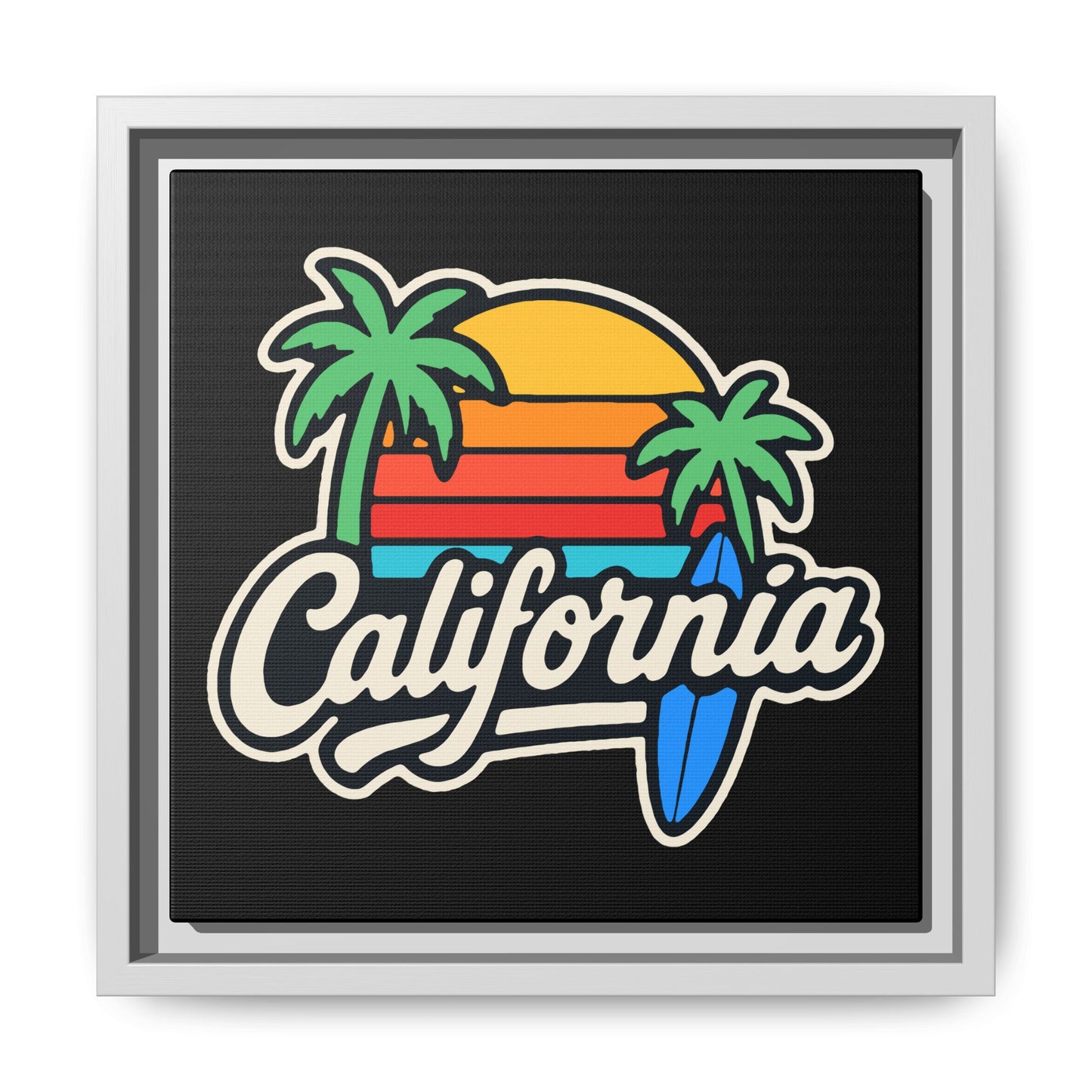 California Sunset Canvas Art, Framed Wall Decor, Tropical Beach Vibe, Home & Office Decor, Gift for Beach Lovers, Summer Art