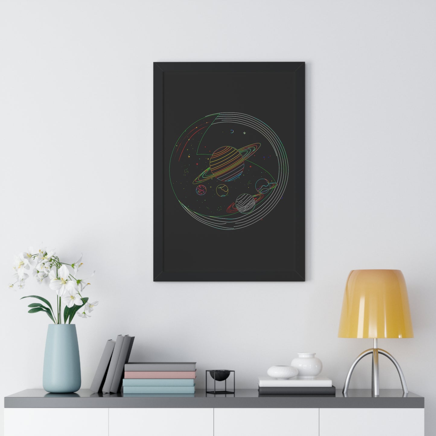 Cosmic Planetary Framed Vertical Poster, Space Art Decor, Astronomy Gift, Home Wall Art, Celestial Decoration, Galaxy Print