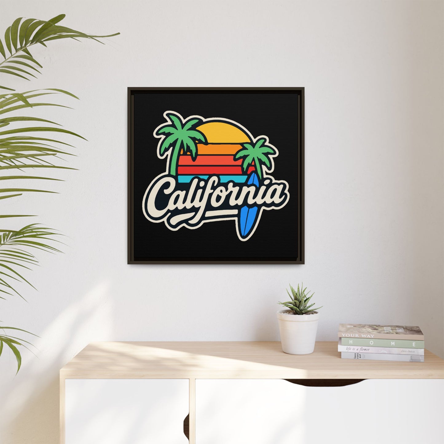 California Sunset Canvas Art, Framed Wall Decor, Tropical Beach Vibe, Home & Office Decor, Gift for Beach Lovers, Summer Art