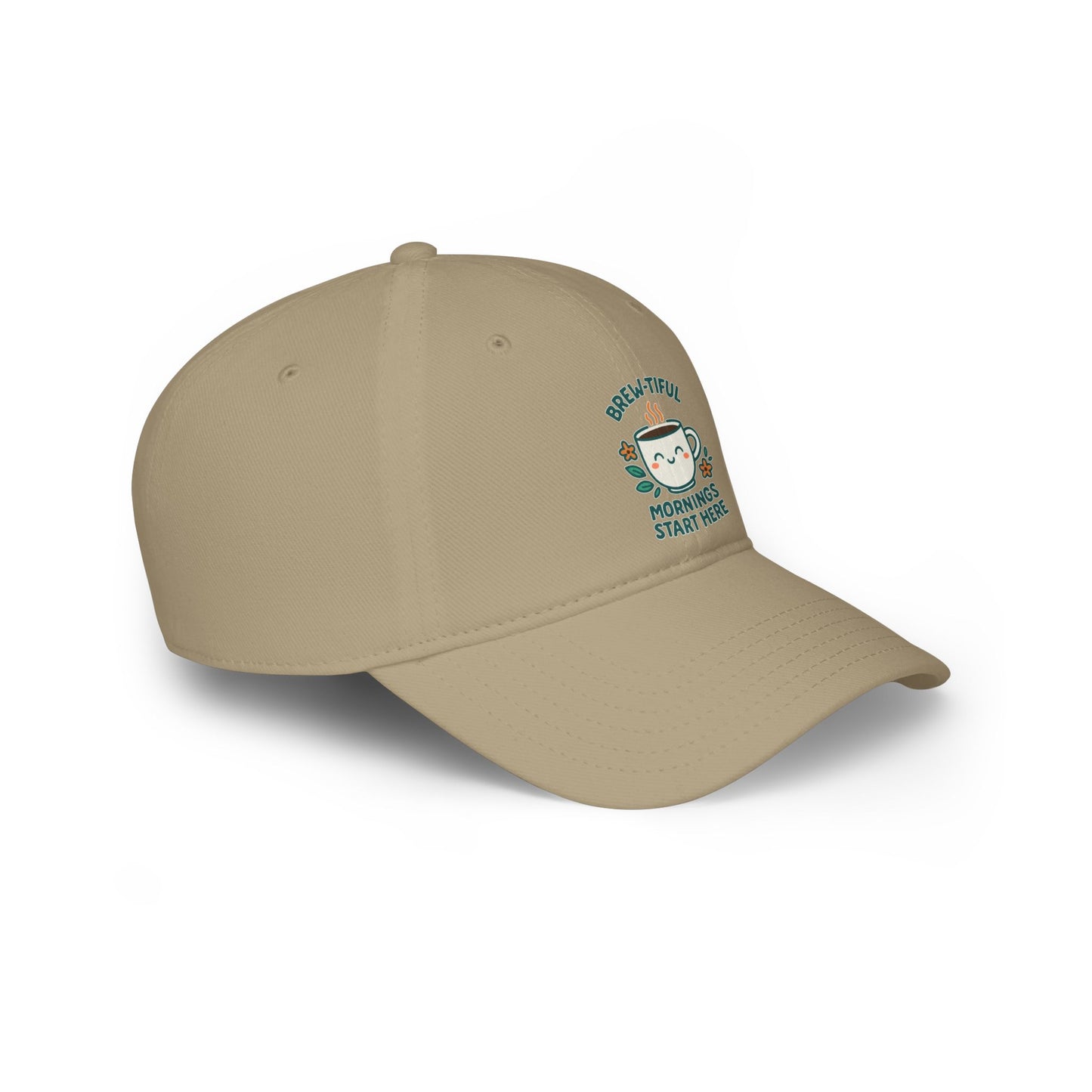 Stylish Low Profile Baseball Cap with Unique "Brew-tiful Morning Start Here" Design, Casual Hat, Fashion Accessory, Outdoor Gear, Gift for Him/Her