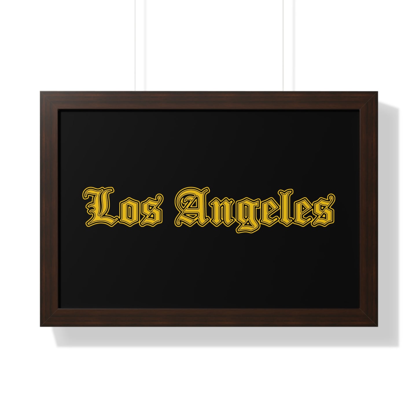 Los Angeles Framed Poster, Urban Wall Art for Home Decor, Cityscape Gift, Interior Design Accent, Modern Typography Decor - Golden Edition