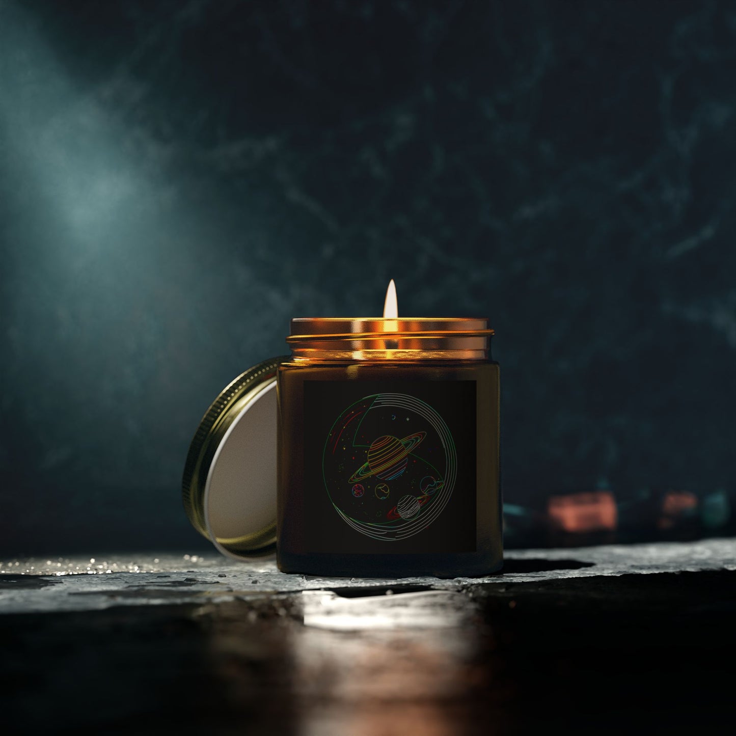 Galactic Scented Candles, Cosmic Coconut Apricot Wax, Space Candle Gift, Planets Decor, Aromatherapy Candle