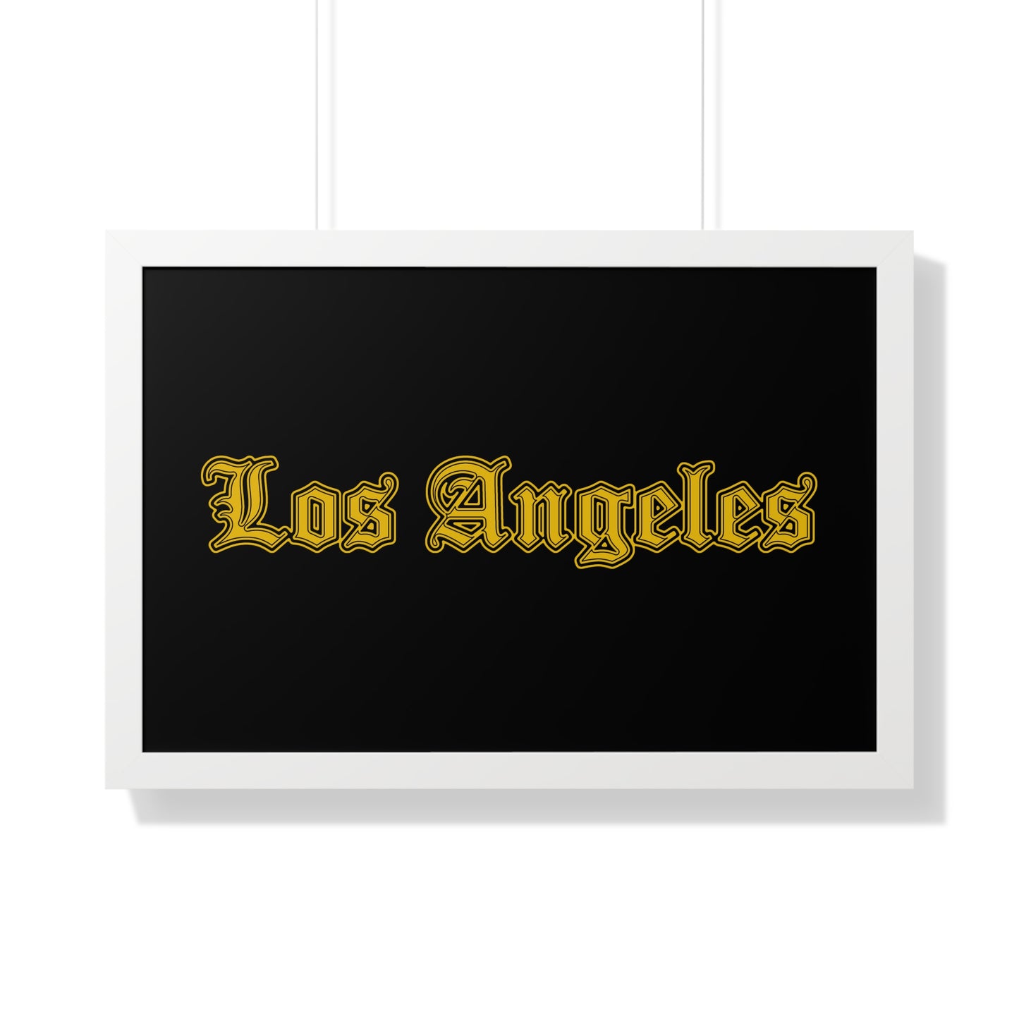 Los Angeles Framed Poster, Urban Wall Art for Home Decor, Cityscape Gift, Interior Design Accent, Modern Typography Decor - Golden Edition