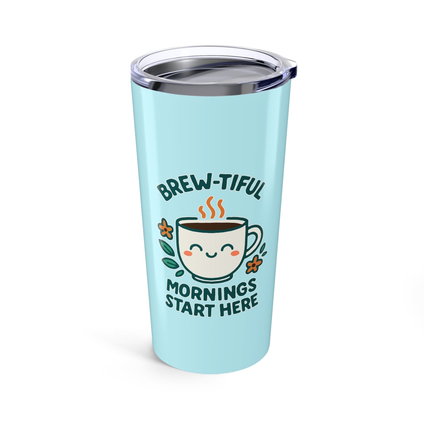 Brew-tiful & Grateful Heart Tumbler 20oz, Motivational Travel Mug, Gift for Friends, Self-Care Reminder, Inspiring Drinkware, Everyday Cup