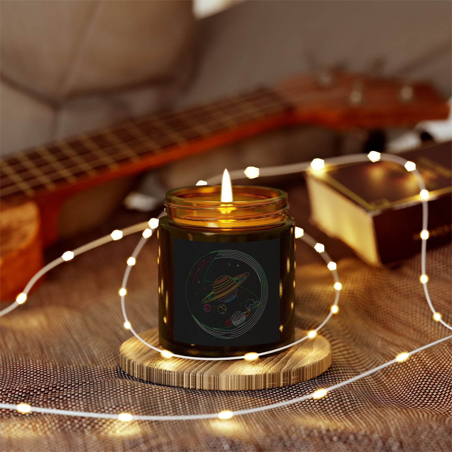 Galactic Scented Candles, Cosmic Coconut Apricot Wax, Space Candle Gift, Planets Decor, Aromatherapy Candle