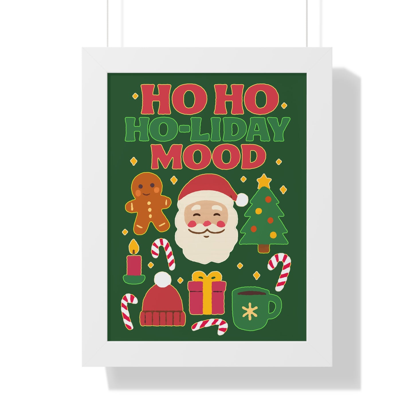 Festive Holiday Poster Print, Cheerful Wall Art for Christmas, Santa Decor, Ho Ho Ho Seasonal Gift, Holiday Mood Wall Art