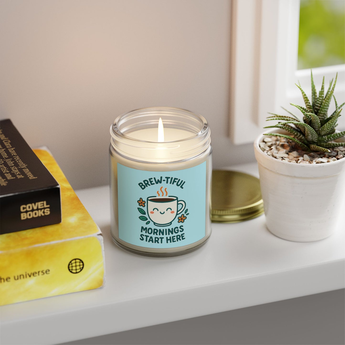 Brew-tiful Mornings Scented Candle, Coconut Apricot Wax, Relaxing Home Decor, Gift for Coffee Lovers, Cozy Atmosphere, Aromatherapy