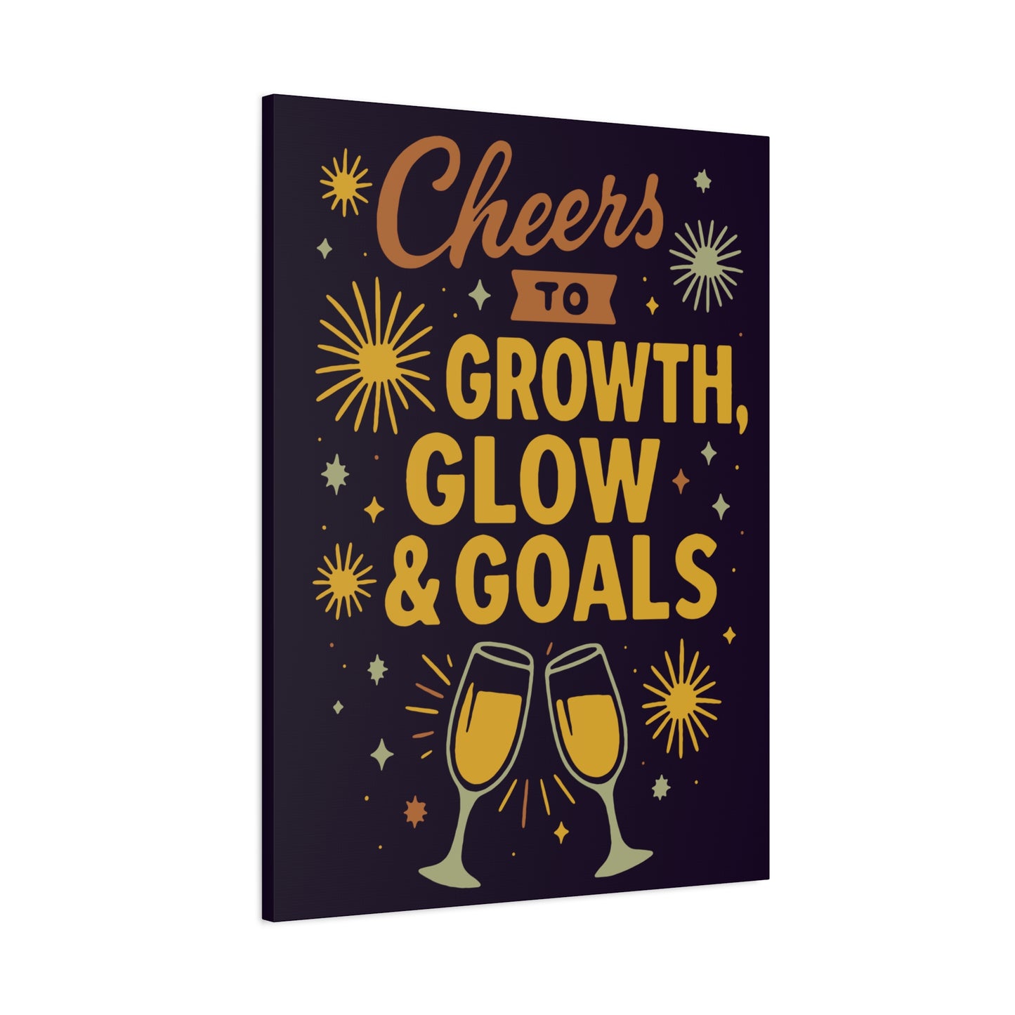 Cheers to Growth Canvas Wall Art, Motivational Decor, Inspirational Print for Home, Office, Gift for Graduates, New Year Vibes