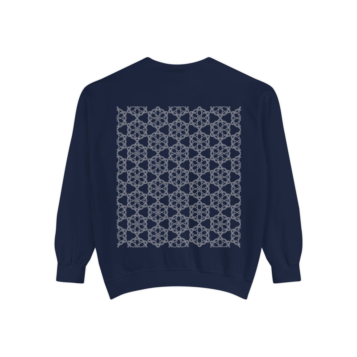 Garment-Dyed Sweatshirt with Elegant Floral Design, Cozy Unisex Sweater, Fashionable Casual Wear, Gift for Her, Perfect for Spring Style