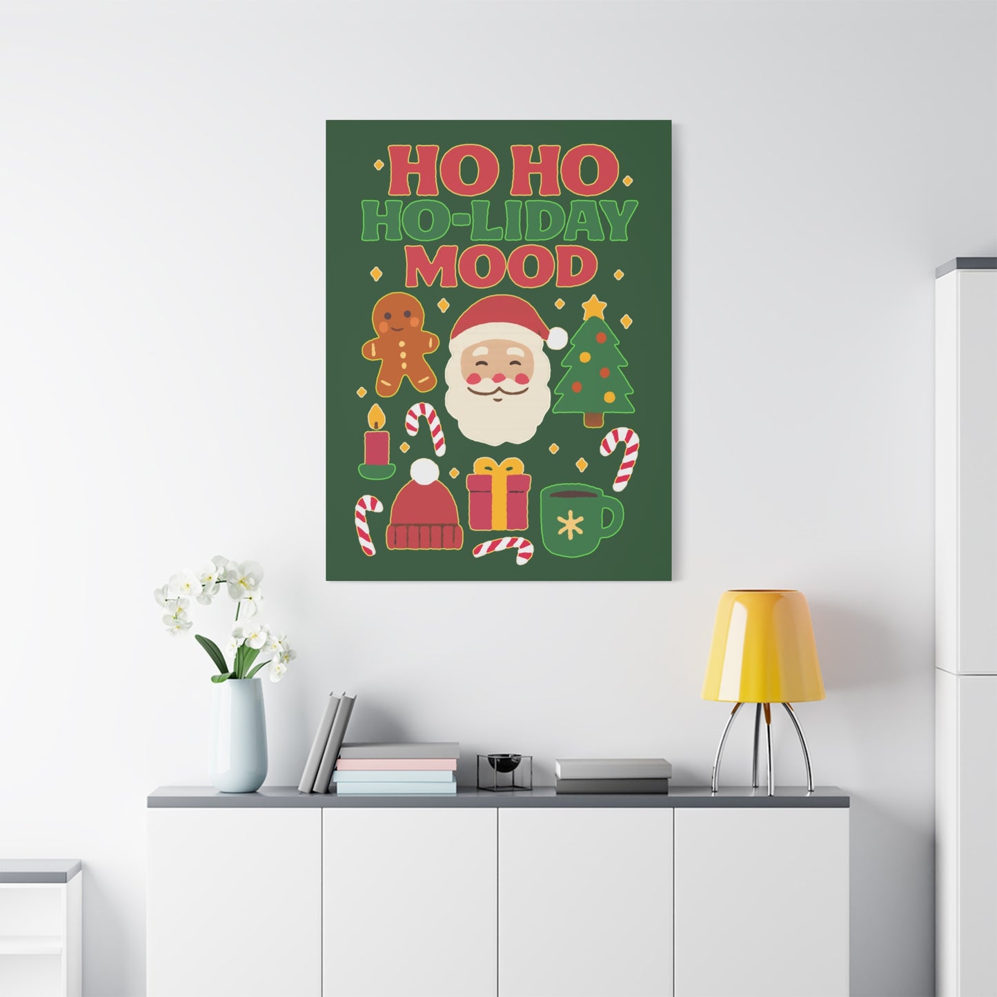 Holiday Canvas Wall Art, Festive Decor for Christmas, Santa and Gingerbread Vibe, Seasonal Home Decoration, Gift for Christmas Lovers