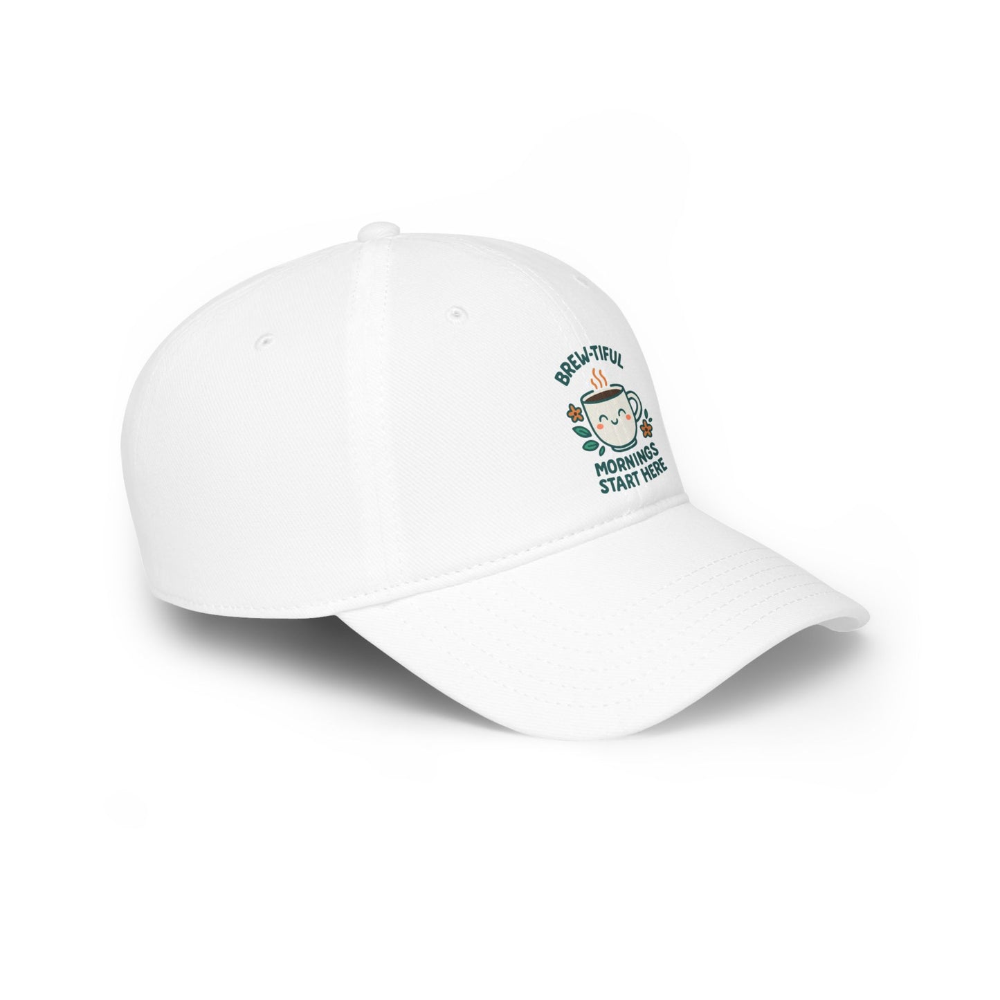 Stylish Low Profile Baseball Cap with Unique "Brew-tiful Morning Start Here" Design, Casual Hat, Fashion Accessory, Outdoor Gear, Gift for Him/Her