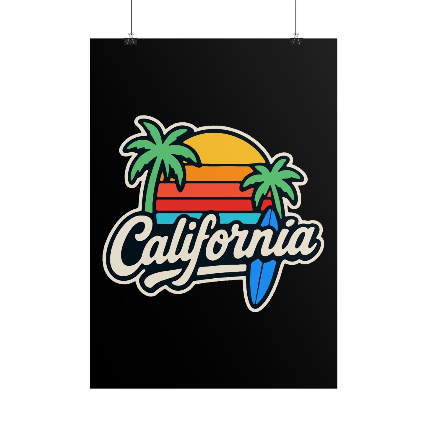 California Surf Vibes Rolled Poster, Beach Decor, Wall Art, Summer Gift, California Love, Tropical Art Print