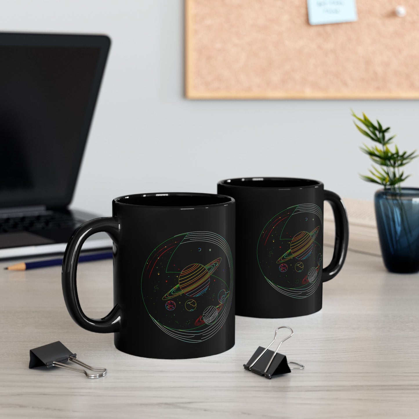 Cosmic Design Black Mug, Galactic Ceramic Coffee Cup for Space Lovers, Unique Gift for Astronomers, Birthday, Science Enthusiasts