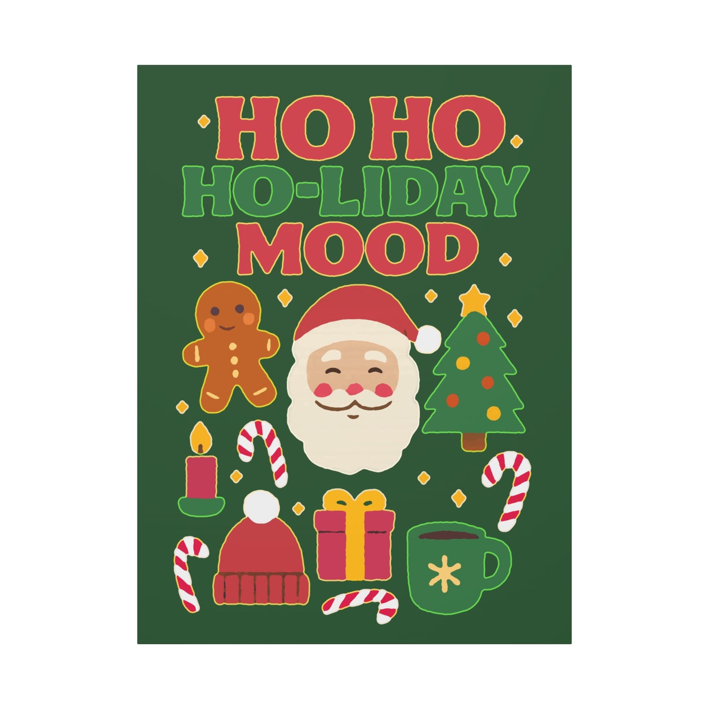 Holiday Canvas Wall Art, Festive Decor for Christmas, Santa and Gingerbread Vibe, Seasonal Home Decoration, Gift for Christmas Lovers
