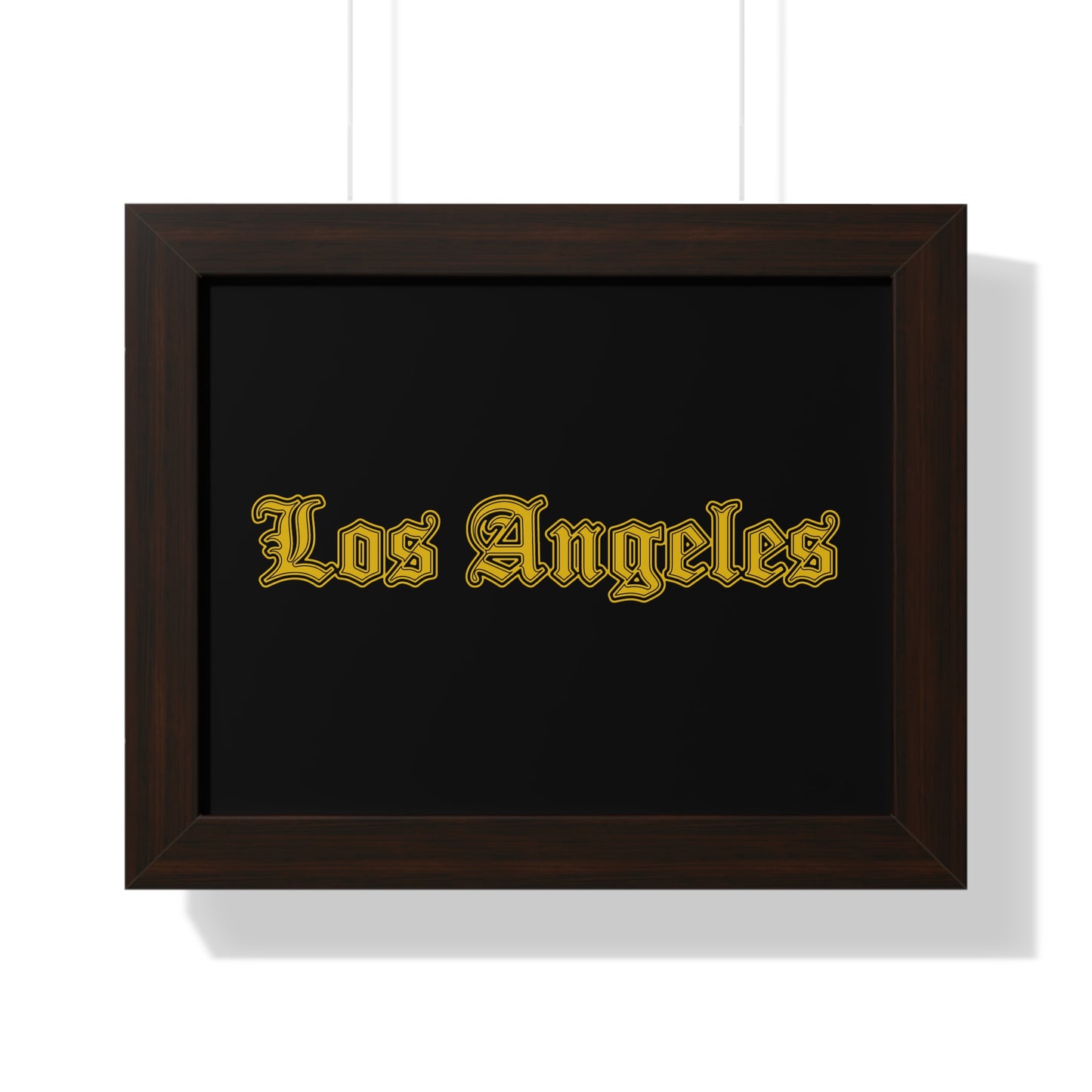 Los Angeles Framed Poster, Urban Wall Art for Home Decor, Cityscape Gift, Interior Design Accent, Modern Typography Decor - Golden Edition