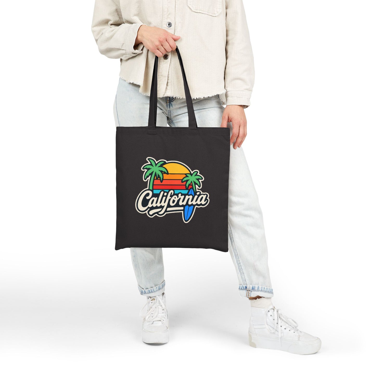 California Sunset Tote Bag, Eco-Friendly Shopping Bag, Beach Bag, Summer Vibes Gift, Travel Tote, Reusable Canvas Bag