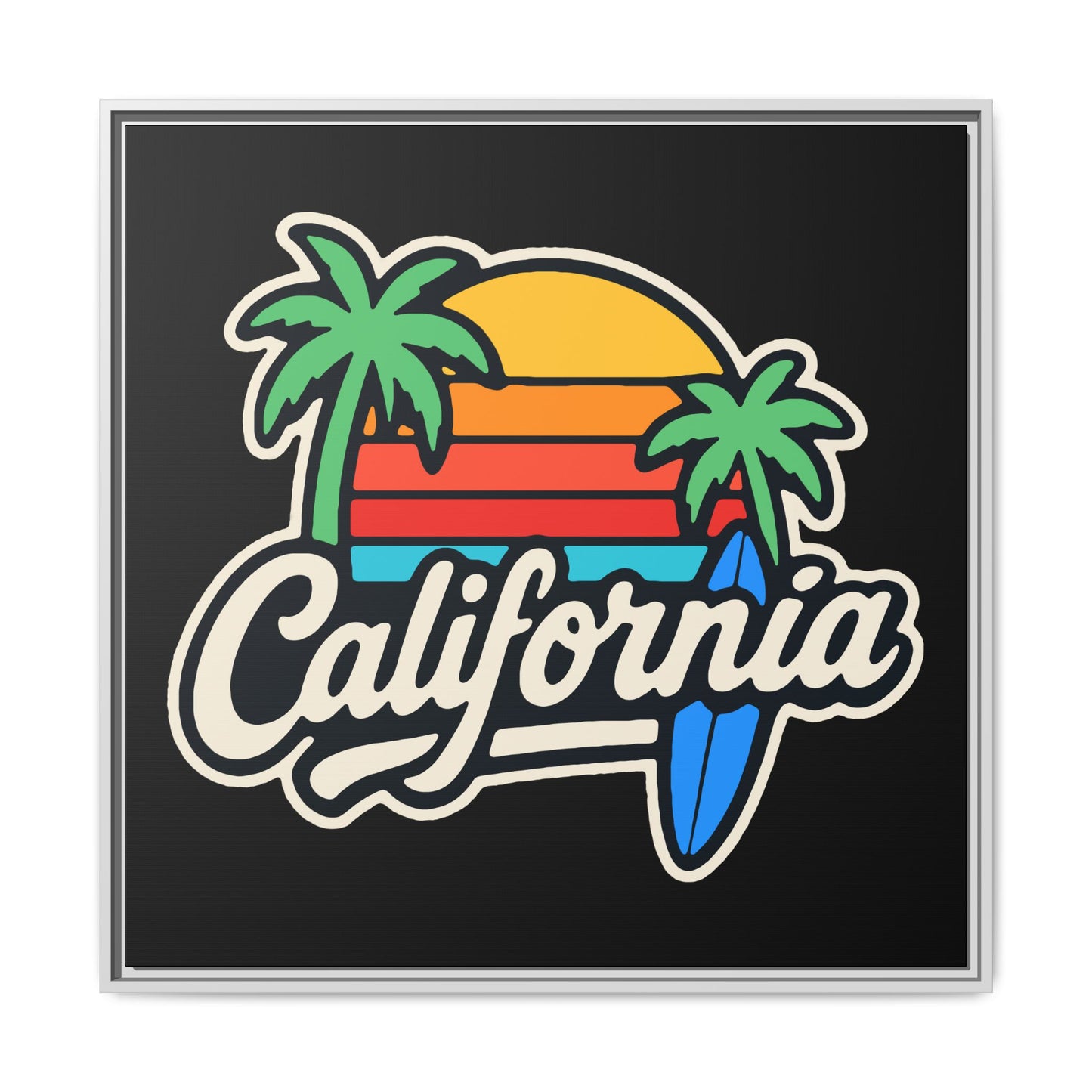 California Sunset Canvas Art, Framed Wall Decor, Tropical Beach Vibe, Home & Office Decor, Gift for Beach Lovers, Summer Art