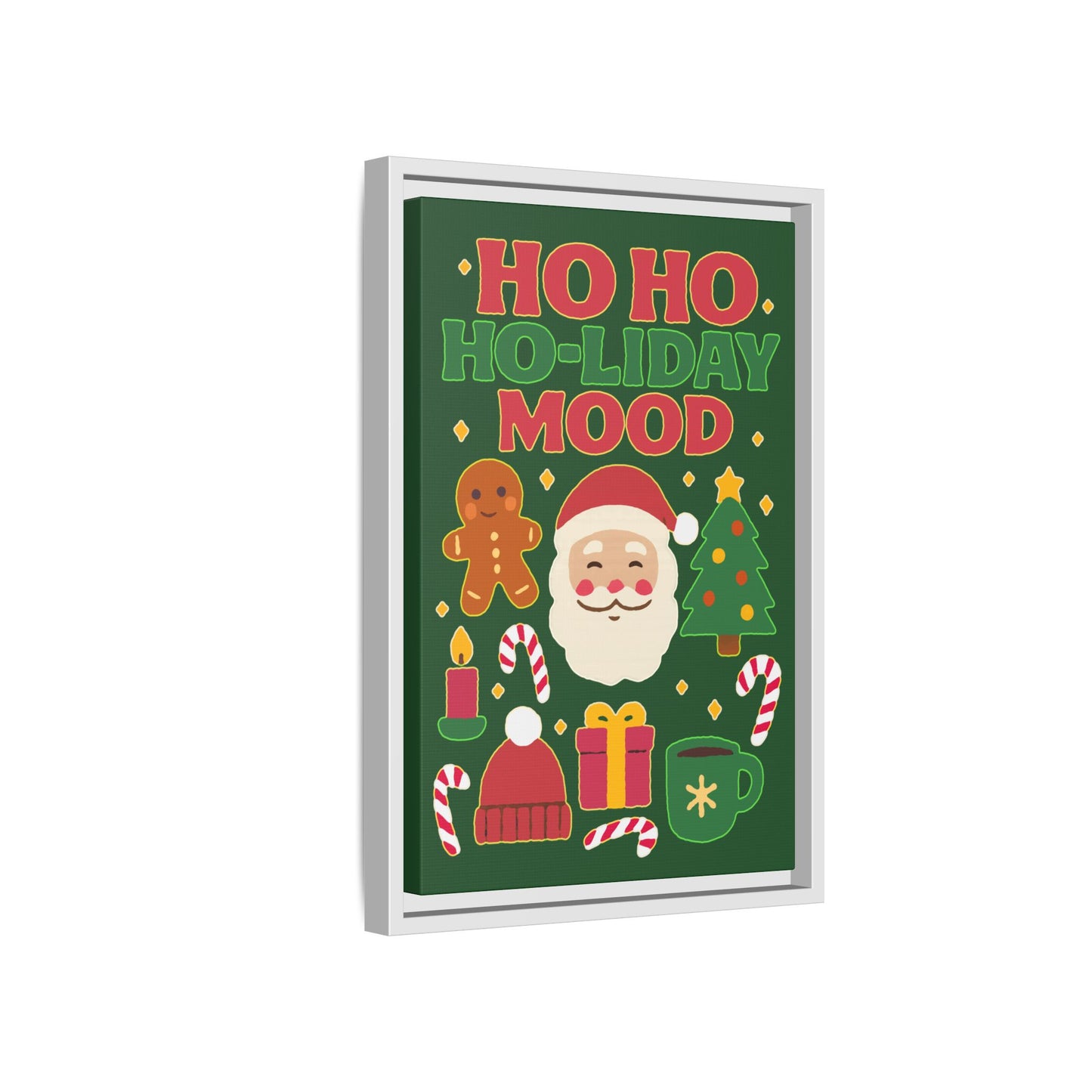 Framed Canvas Art, Festive Holiday, Cheerful Wall Art for Christmas, Santa Decor, Ho Ho Ho Seasonal Gift, Holiday Mood Wall Art