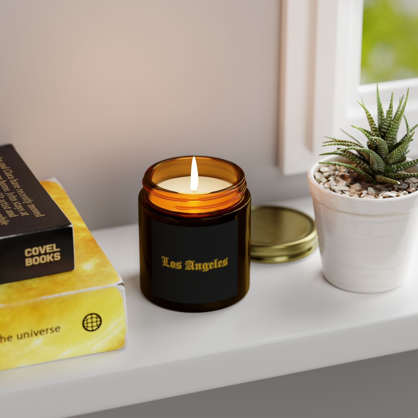 Los Angeles Scented Candles, Coconut Apricot Wax, Relaxing Home Decor, Gift for Birthdays, Housewarming, Any Occasion - Golden Edition