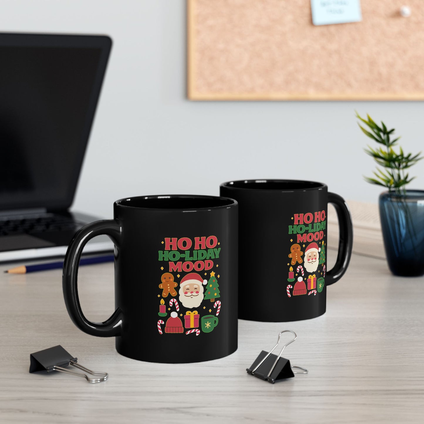 Festive Holiday Mug, 'Ho Ho Ho-liday Mood' Coffee Cup for Christmas, Gift for Him/Her, Cheerful Coffee Mug, Cute Holiday Decor