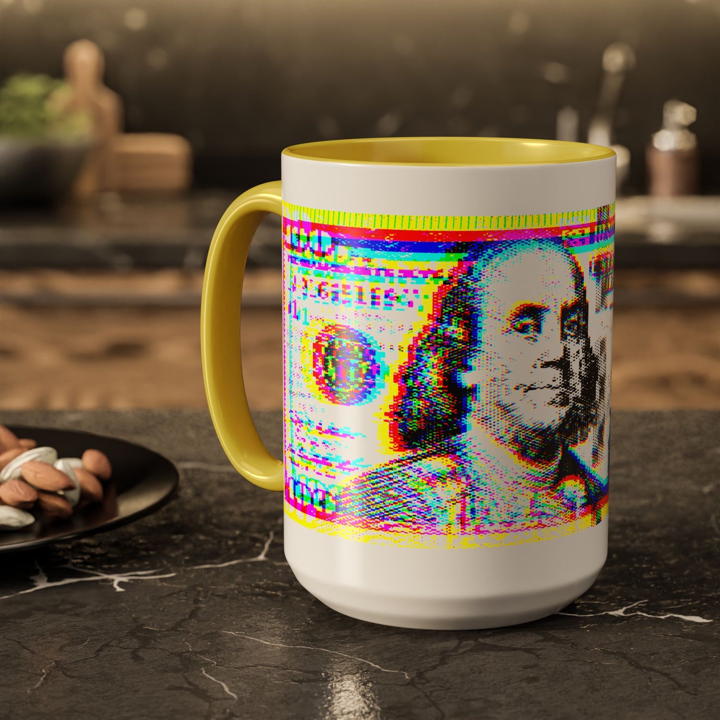 100 Dollars Bill - Neon Color Explosion - Color Accent Mug