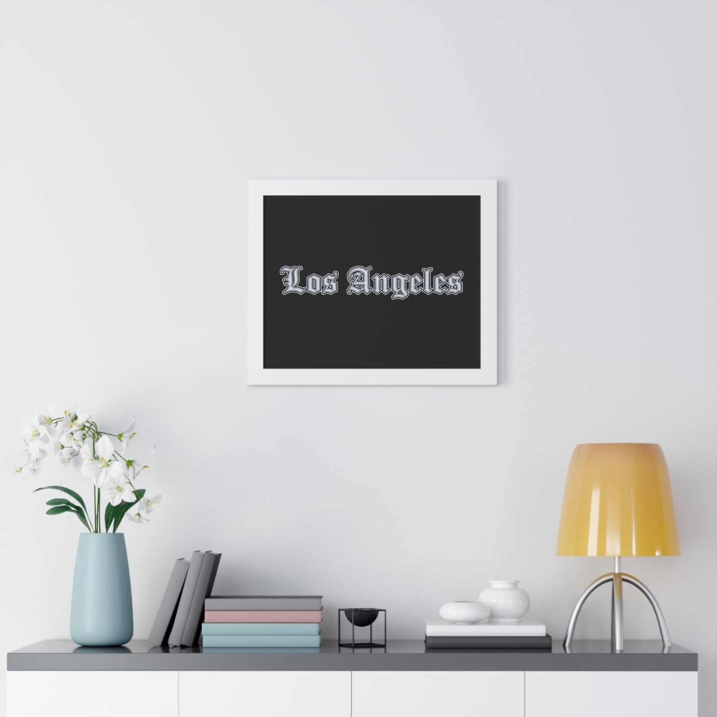 Los Angeles Framed Horizontal Poster, Wall Art, Home Decor, Gift for LA Lovers, Modern Wall Art, Interior Decoration - Silver Edition