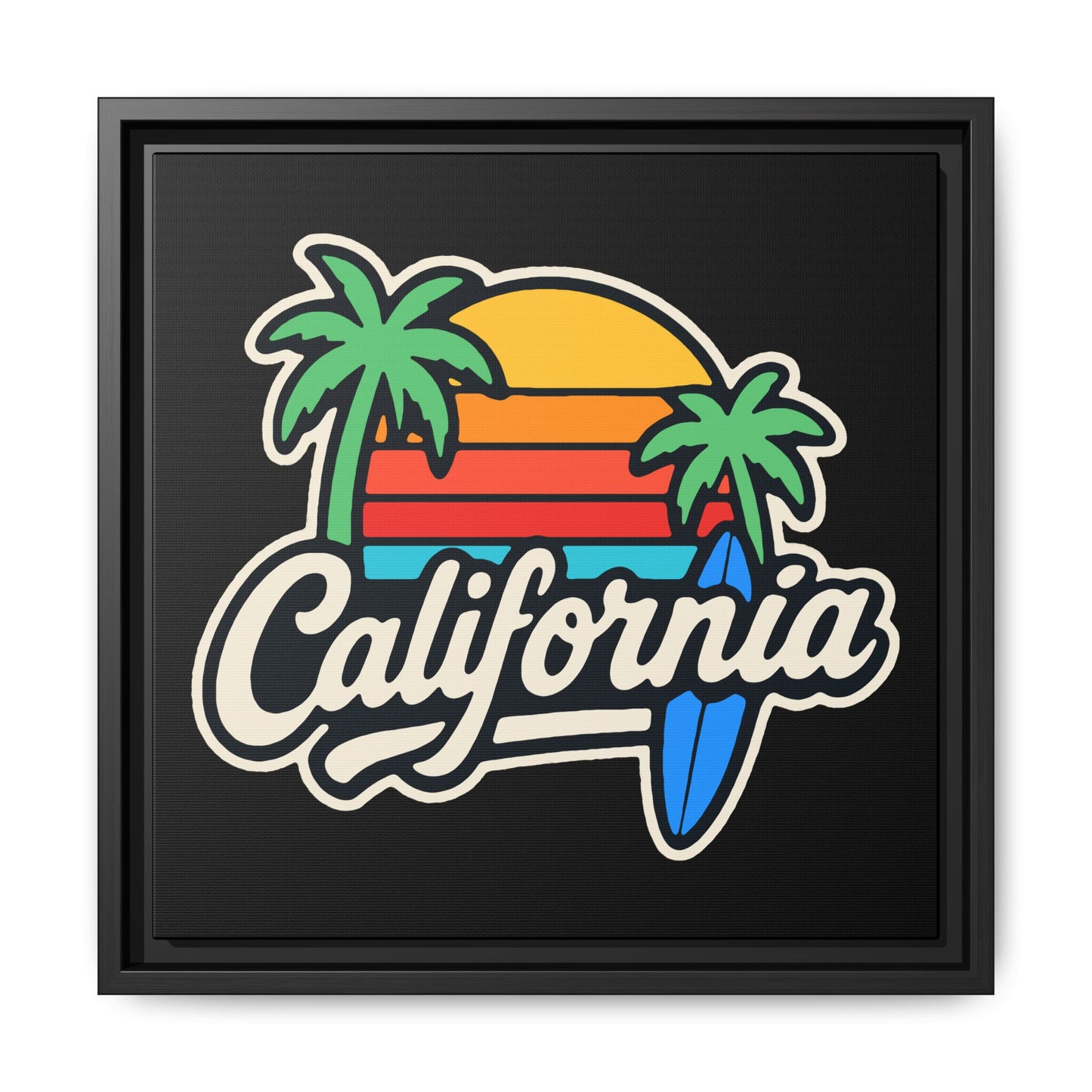 California Sunset Canvas Art, Framed Wall Decor, Tropical Beach Vibe, Home & Office Decor, Gift for Beach Lovers, Summer Art