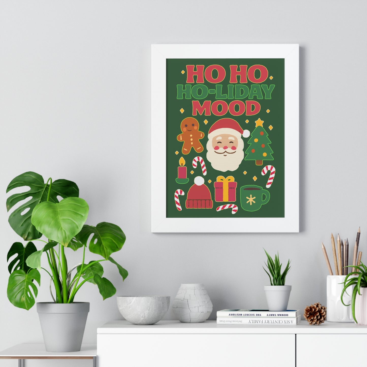 Festive Holiday Poster Print, Cheerful Wall Art for Christmas, Santa Decor, Ho Ho Ho Seasonal Gift, Holiday Mood Wall Art