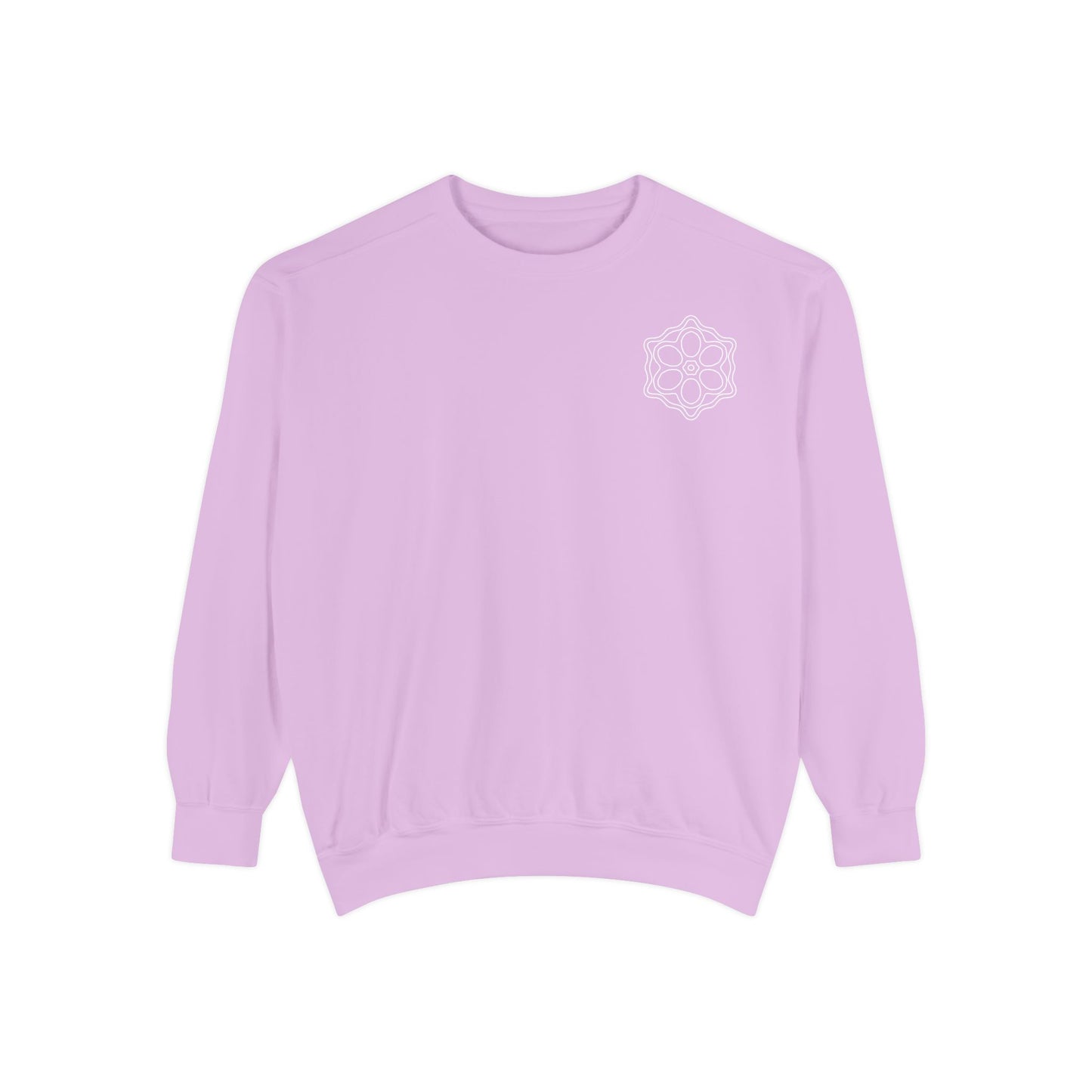 Garment-Dyed Sweatshirt with Elegant Floral Design, Cozy Unisex Sweater, Fashionable Casual Wear, Gift for Her, Perfect for Spring Style