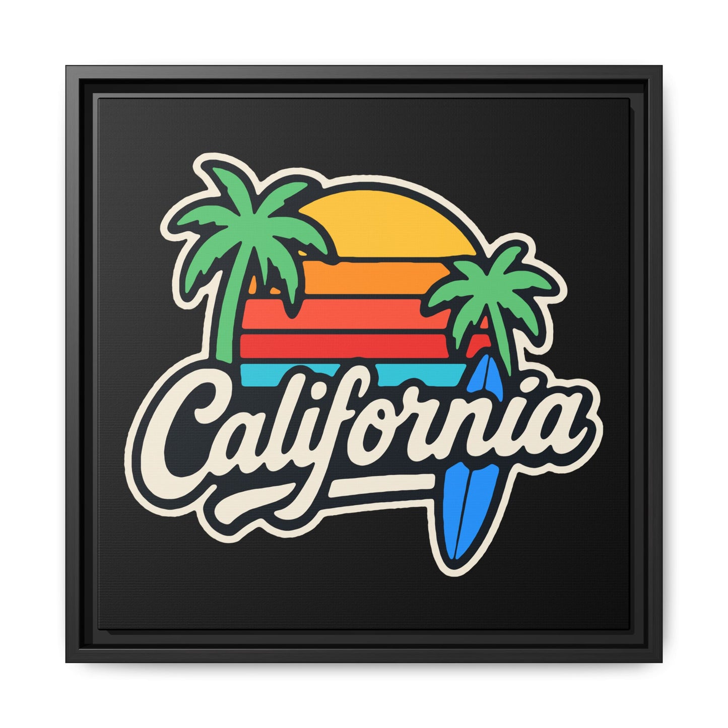 California Sunset Canvas Art, Framed Wall Decor, Tropical Beach Vibe, Home & Office Decor, Gift for Beach Lovers, Summer Art