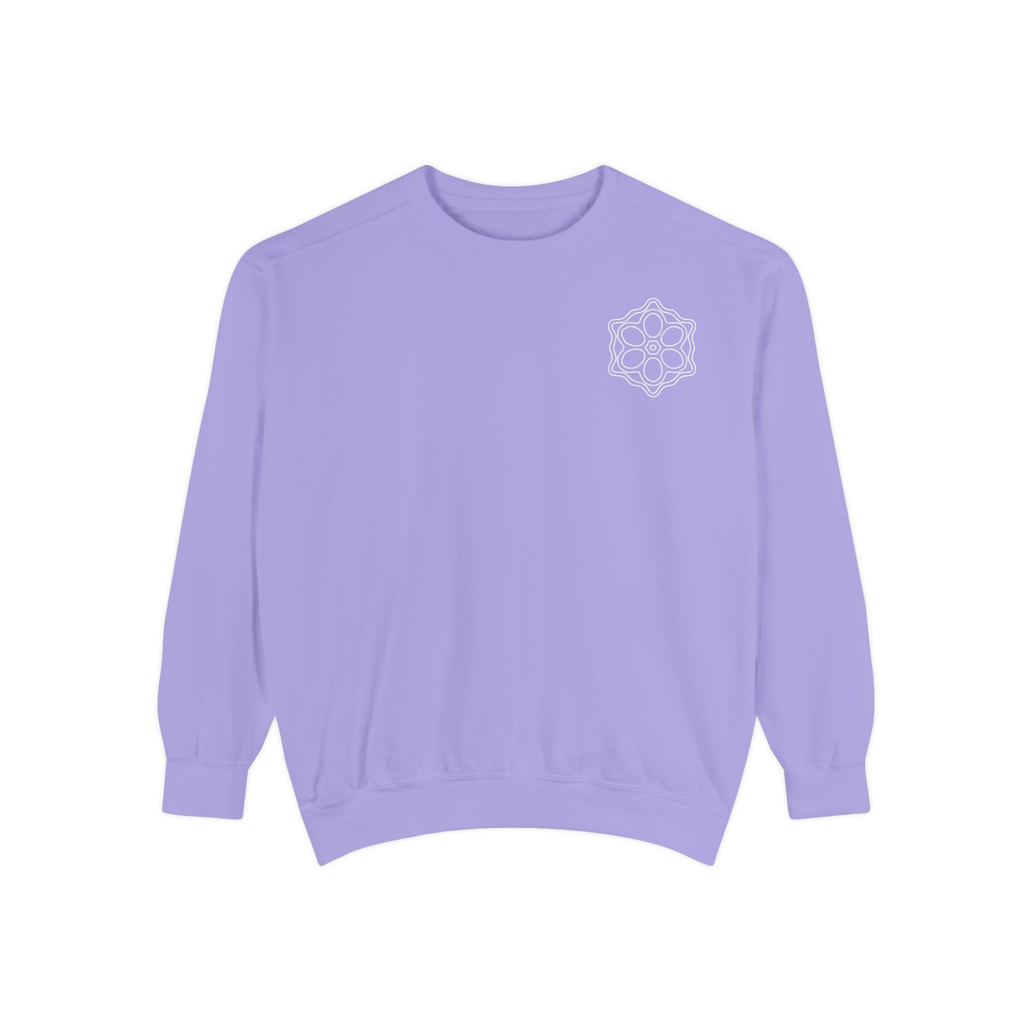 Garment-Dyed Sweatshirt with Elegant Floral Design, Cozy Unisex Sweater, Fashionable Casual Wear, Gift for Her, Perfect for Spring Style