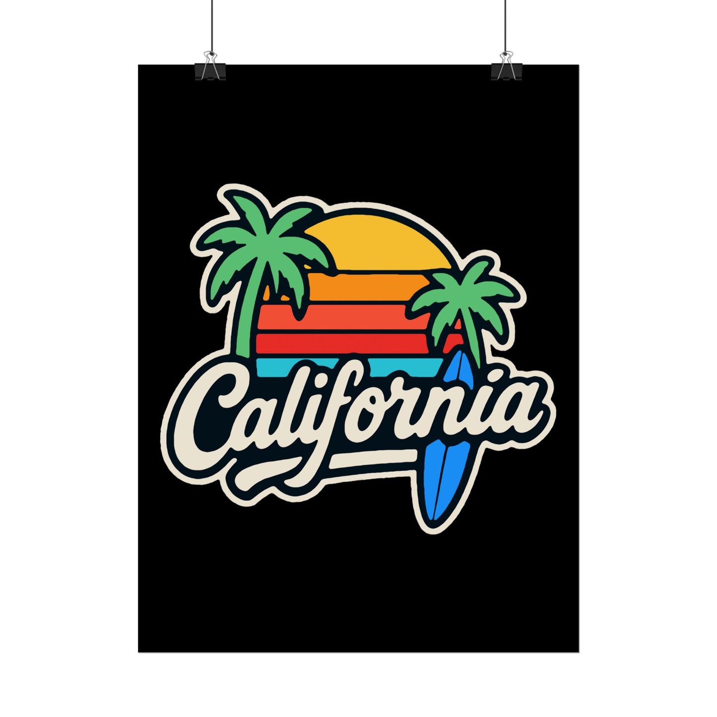 California Surf Vibes Rolled Poster, Beach Decor, Wall Art, Summer Gift, California Love, Tropical Art Print