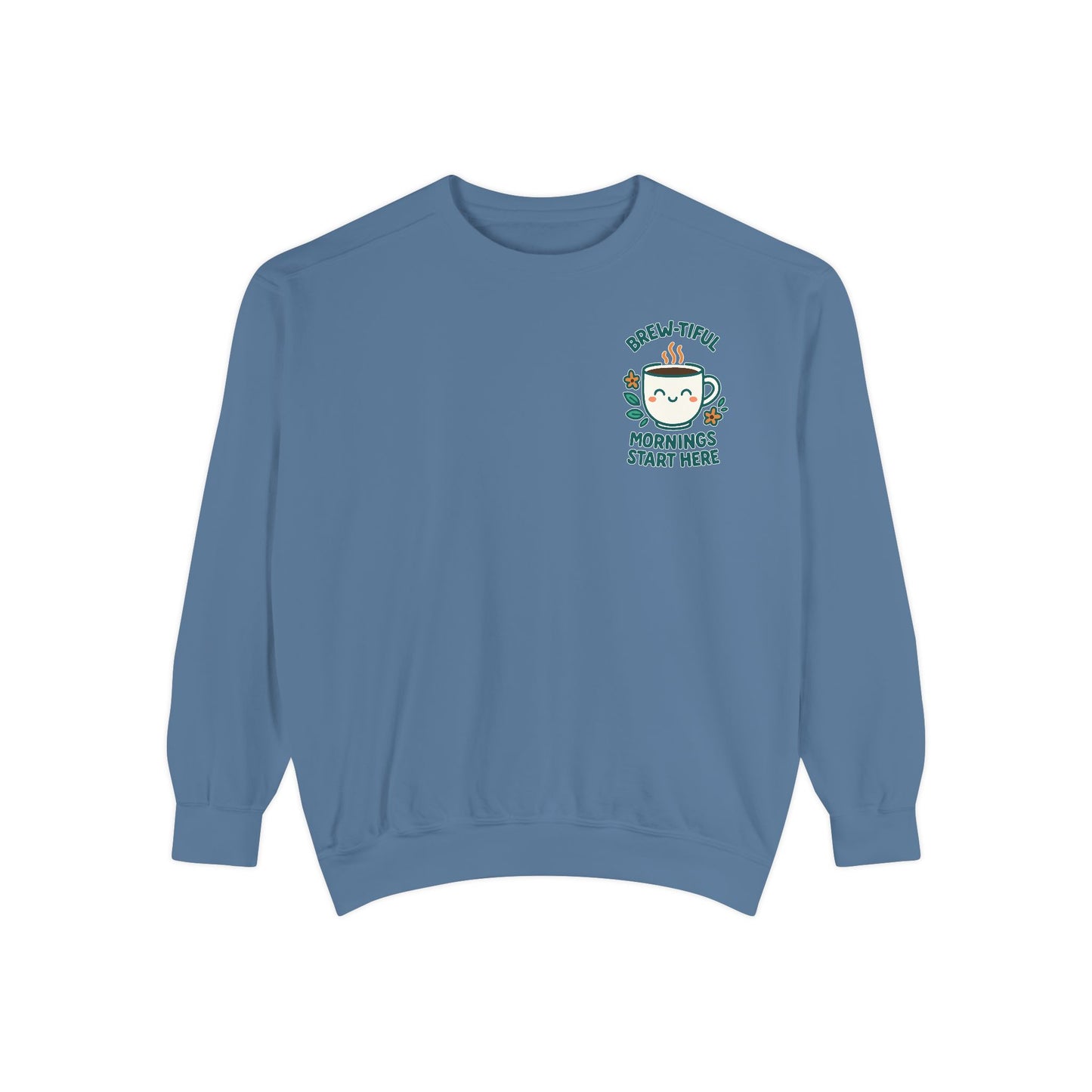 Cozy Coffee Sweatshirt, Brew-tiful Mornings Start Here, Unisex Pullover, Gift for Coffee Lovers, Casual Wear, Relaxed Style