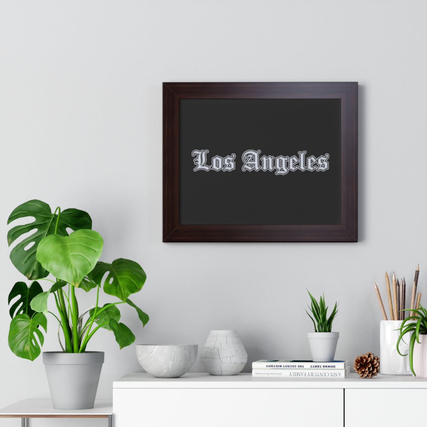 Los Angeles Framed Horizontal Poster, Wall Art, Home Decor, Gift for LA Lovers, Modern Wall Art, Interior Decoration - Silver Edition