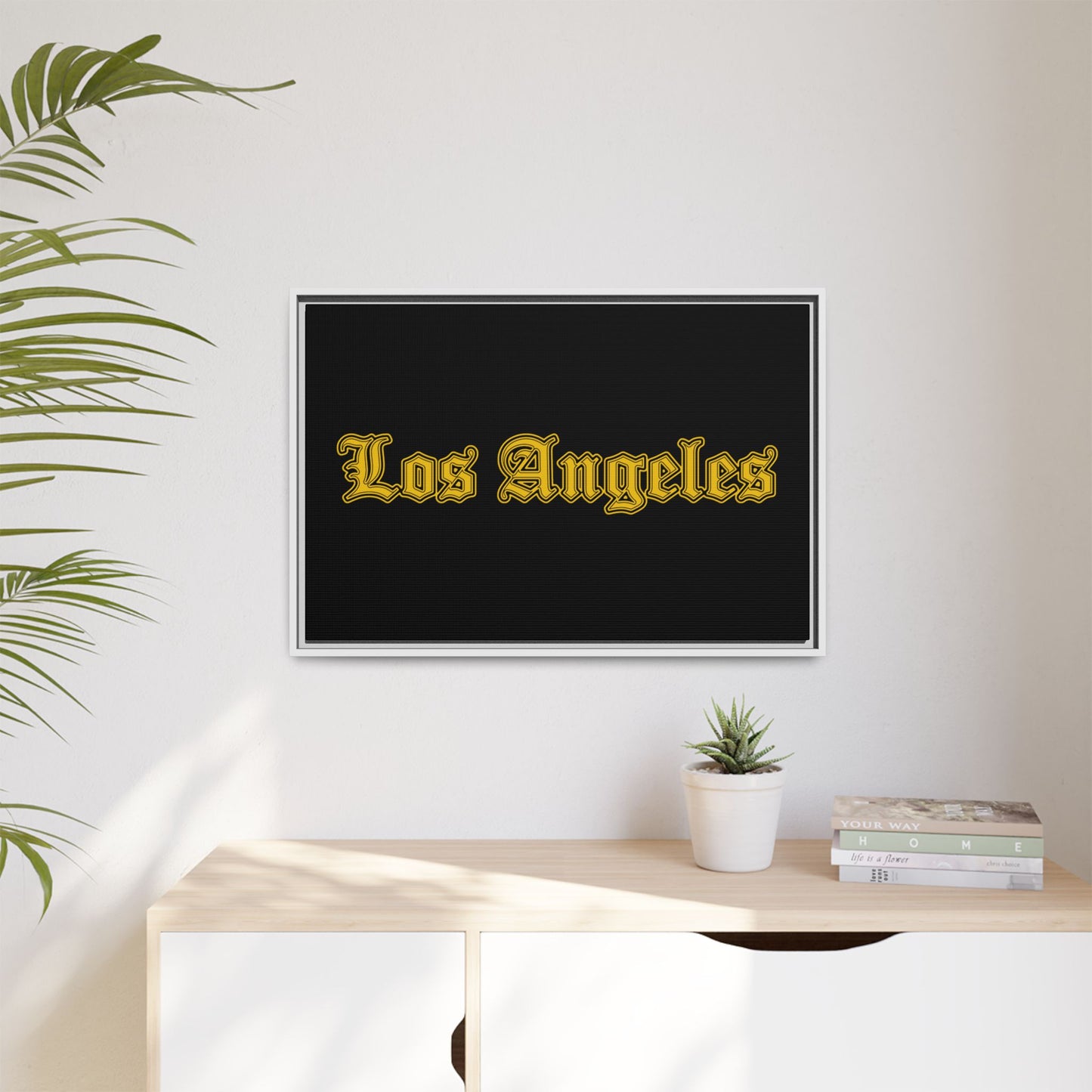 Los Angeles Framed Matte Canvas Art, Urban Wall Decor, Home Gift, City Vibes, Office Decoration, Los Angeles Gift - Golden Edition