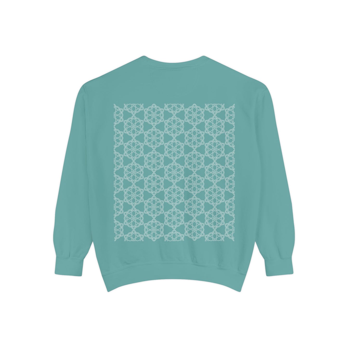Garment-Dyed Sweatshirt with Elegant Floral Design, Cozy Unisex Sweater, Fashionable Casual Wear, Gift for Her, Perfect for Spring Style