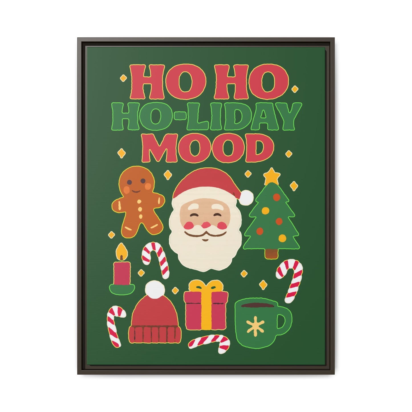 Framed Canvas Art, Festive Holiday, Cheerful Wall Art for Christmas, Santa Decor, Ho Ho Ho Seasonal Gift, Holiday Mood Wall Art