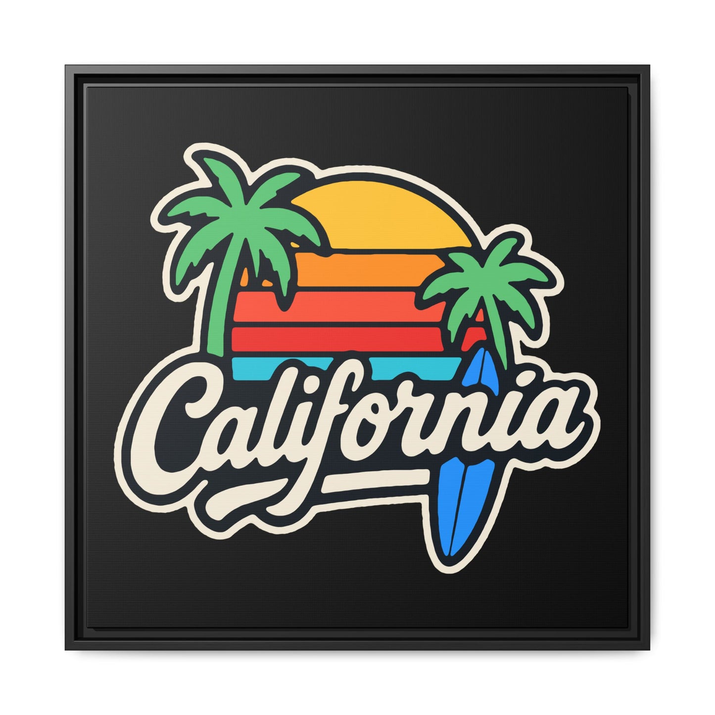 California Sunset Canvas Art, Framed Wall Decor, Tropical Beach Vibe, Home & Office Decor, Gift for Beach Lovers, Summer Art