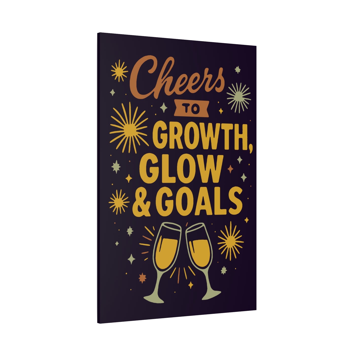 Cheers to Growth Canvas Wall Art, Motivational Decor, Inspirational Print for Home, Office, Gift for Graduates, New Year Vibes