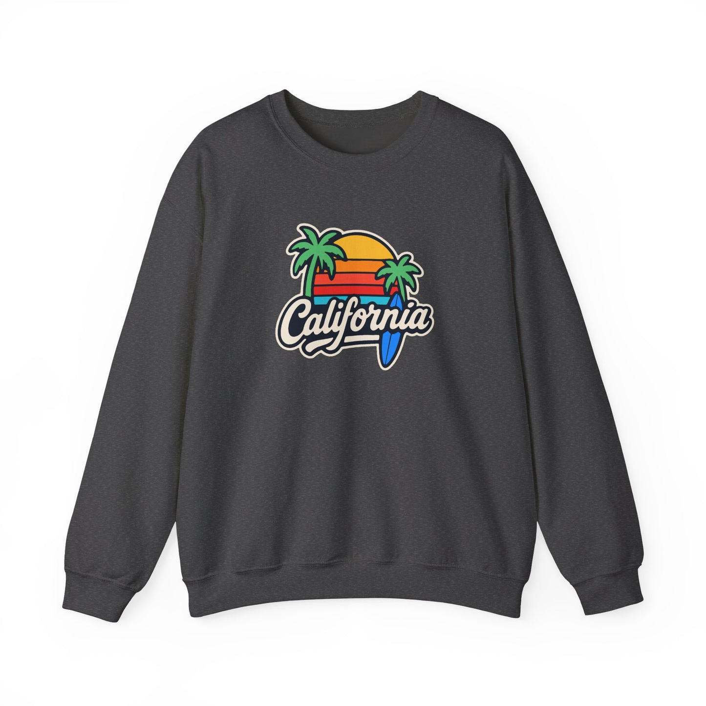 California Sunset Crewneck Sweatshirt, Cozy Sweatshirt, Unisex Pullover, Graphic Tee, Beach Lifestyle Apparel, Casual Wear, Gift for Him/Her
