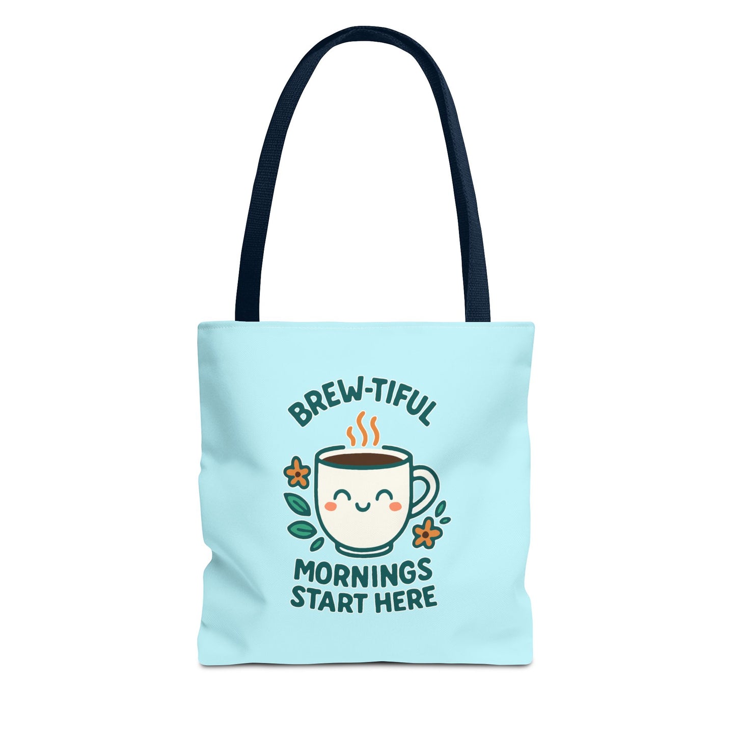 Brew-tiful Mornings Tote Bag, Cute Coffee Lover Gift, Reusable Grocery Bag, Spring Picnic Essentials, Motivational Quote Tote