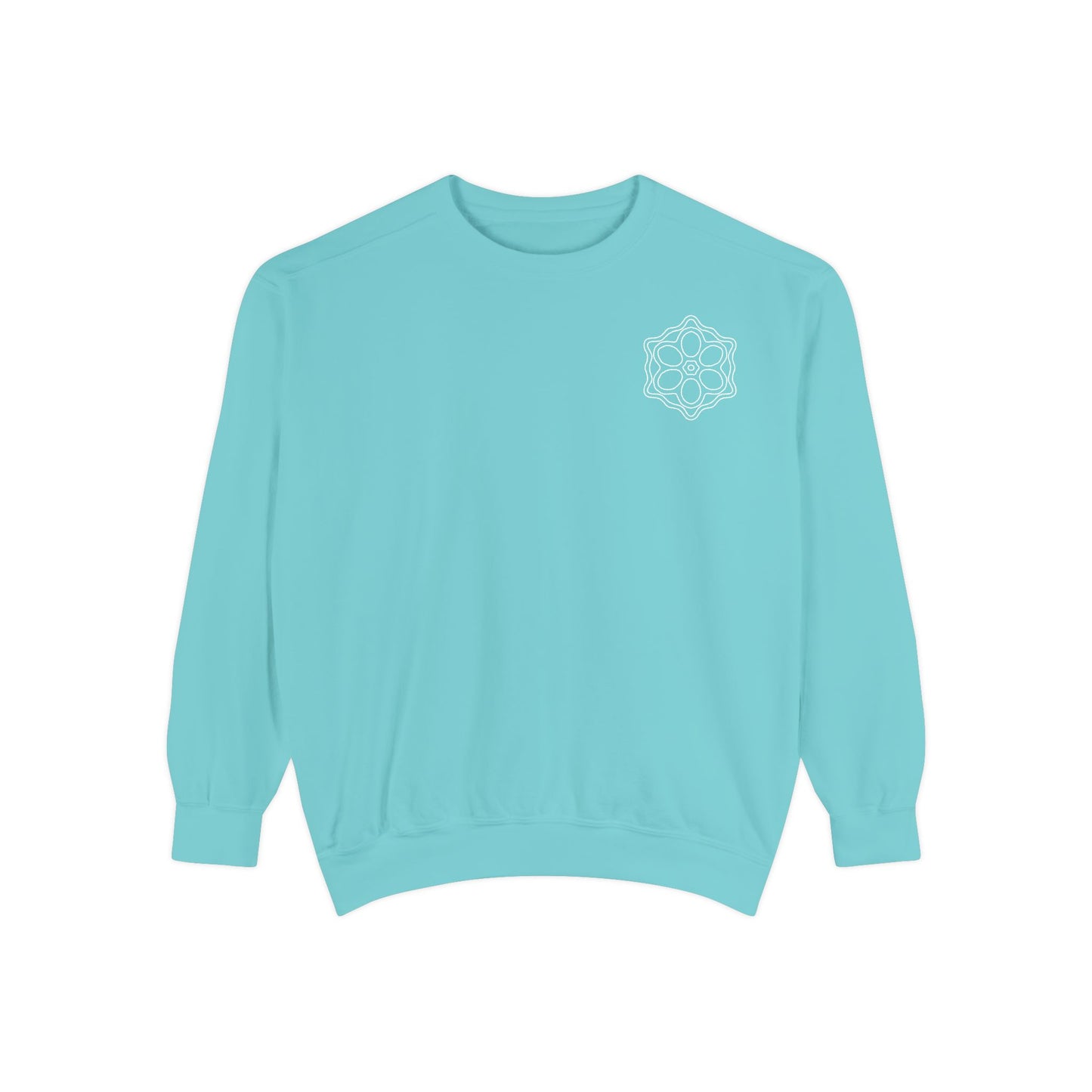Garment-Dyed Sweatshirt with Elegant Floral Design, Cozy Unisex Sweater, Fashionable Casual Wear, Gift for Her, Perfect for Spring Style