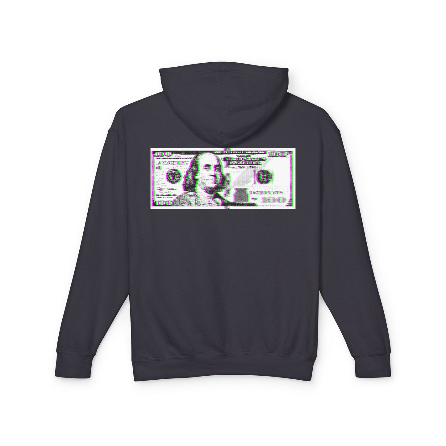 100 Dollars Bill - Green/Magenta Glitch - Hoodie