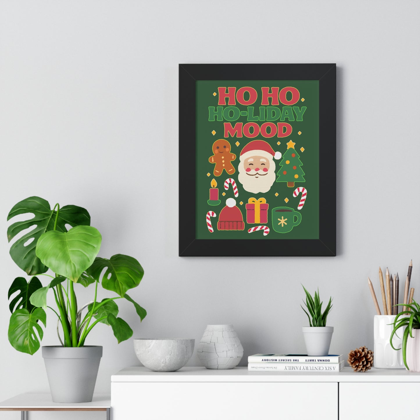 Festive Holiday Poster Print, Cheerful Wall Art for Christmas, Santa Decor, Ho Ho Ho Seasonal Gift, Holiday Mood Wall Art